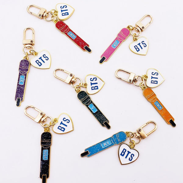 BTS Glitter Microphone Keychain Pendant